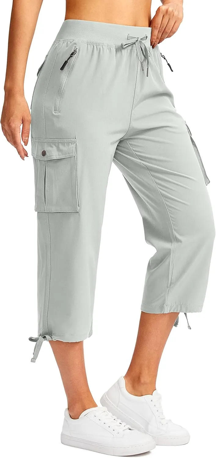 Soothfeel Women's Cargo Capris Pants with 6 Pockets Lightweight Quick Dry Travel Hiking Summer Pants for Women Casual