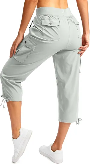 Soothfeel Women's Cargo Capris Pants with 6 Pockets Lightweight Quick Dry Travel Hiking Summer Pants for Women Casual