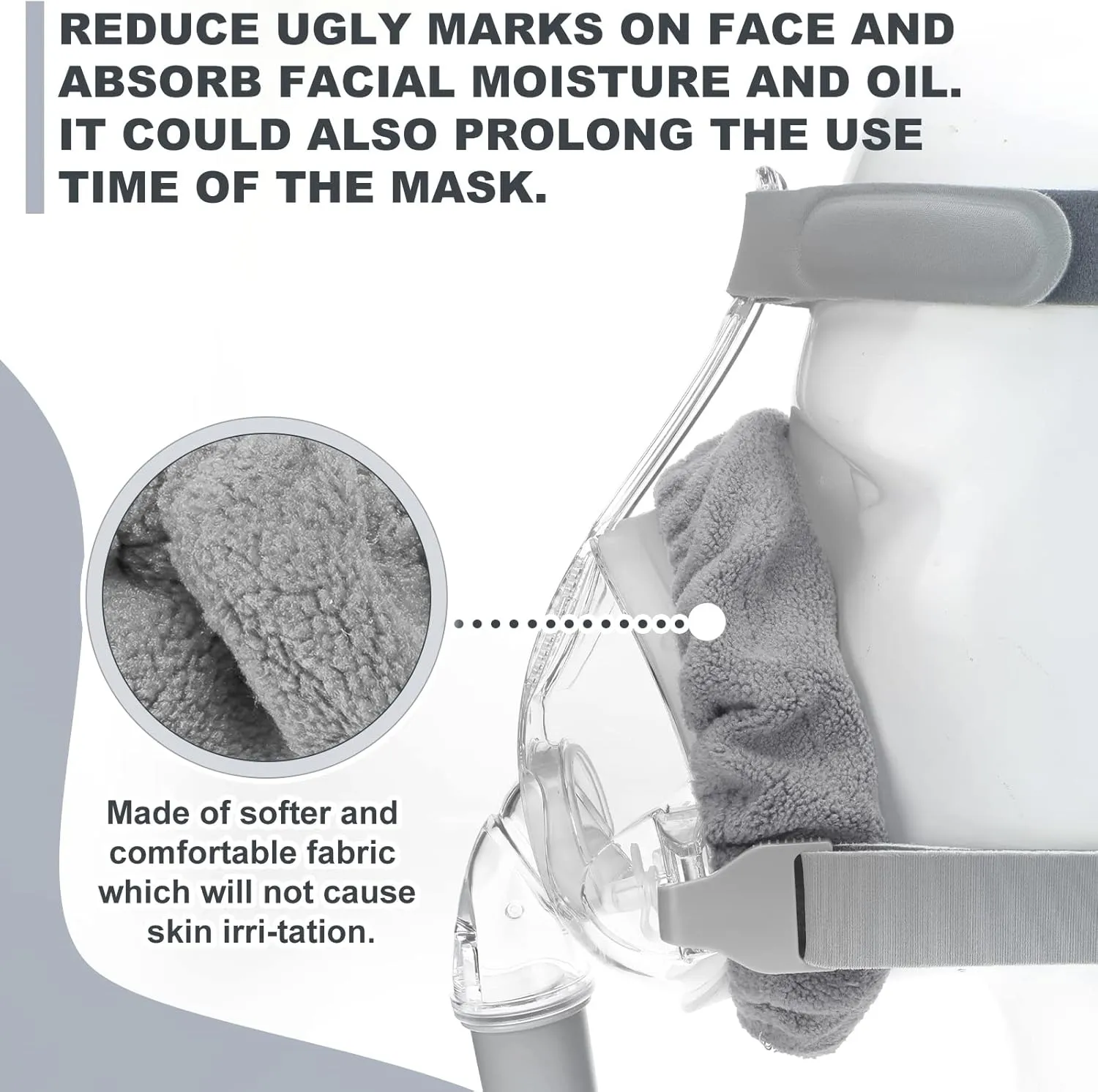 Sosation 24 Pack Mask Liners Full Face Reusable Soft Mask Covers Reduce Air Leaks and Blisters Washable Cushion Covers(Gray)