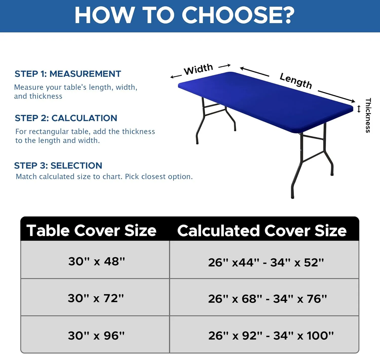 Spandex Table Cover for 6 Foot Rectangle Tables-6 Pack Royal Blue Outdoor Picnic Elastic Table Cover-Spandex Stretch Folding Table Cloths for Camping Dining Room Patio Kitchen Banquet Party