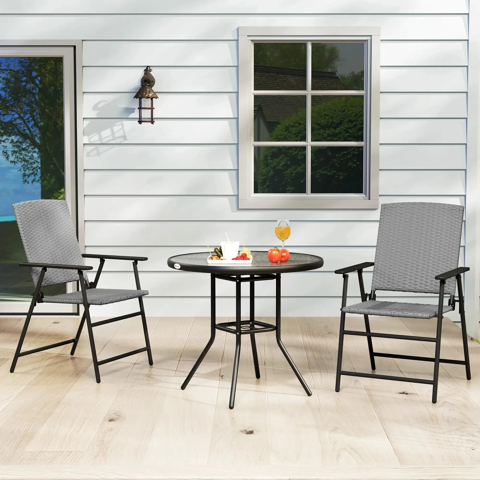 Special offer Grey Two Set Seat Rattan - Chairs Easy to install Folding Of Outsunny