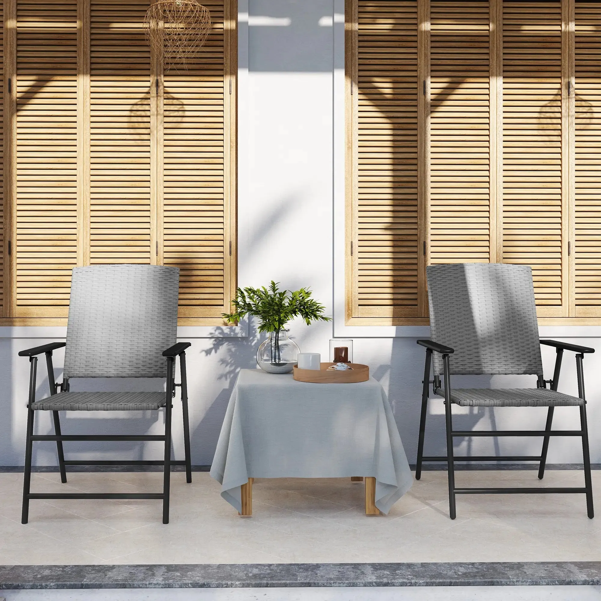Special offer Grey Two Set Seat Rattan - Chairs Easy to install Folding Of Outsunny