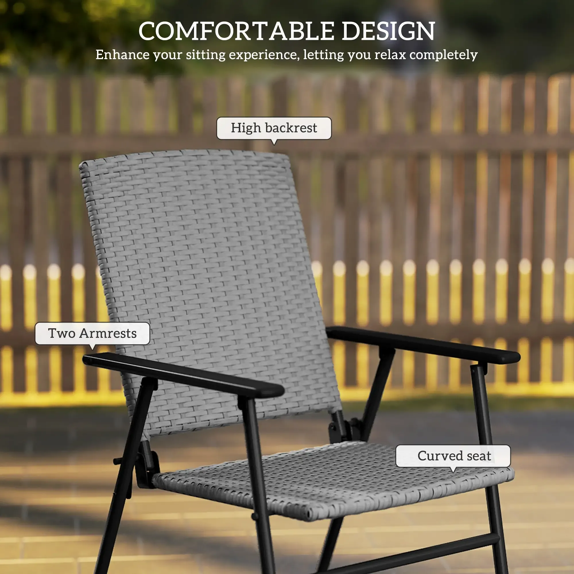 Special offer Grey Two Set Seat Rattan - Chairs Easy to install Folding Of Outsunny
