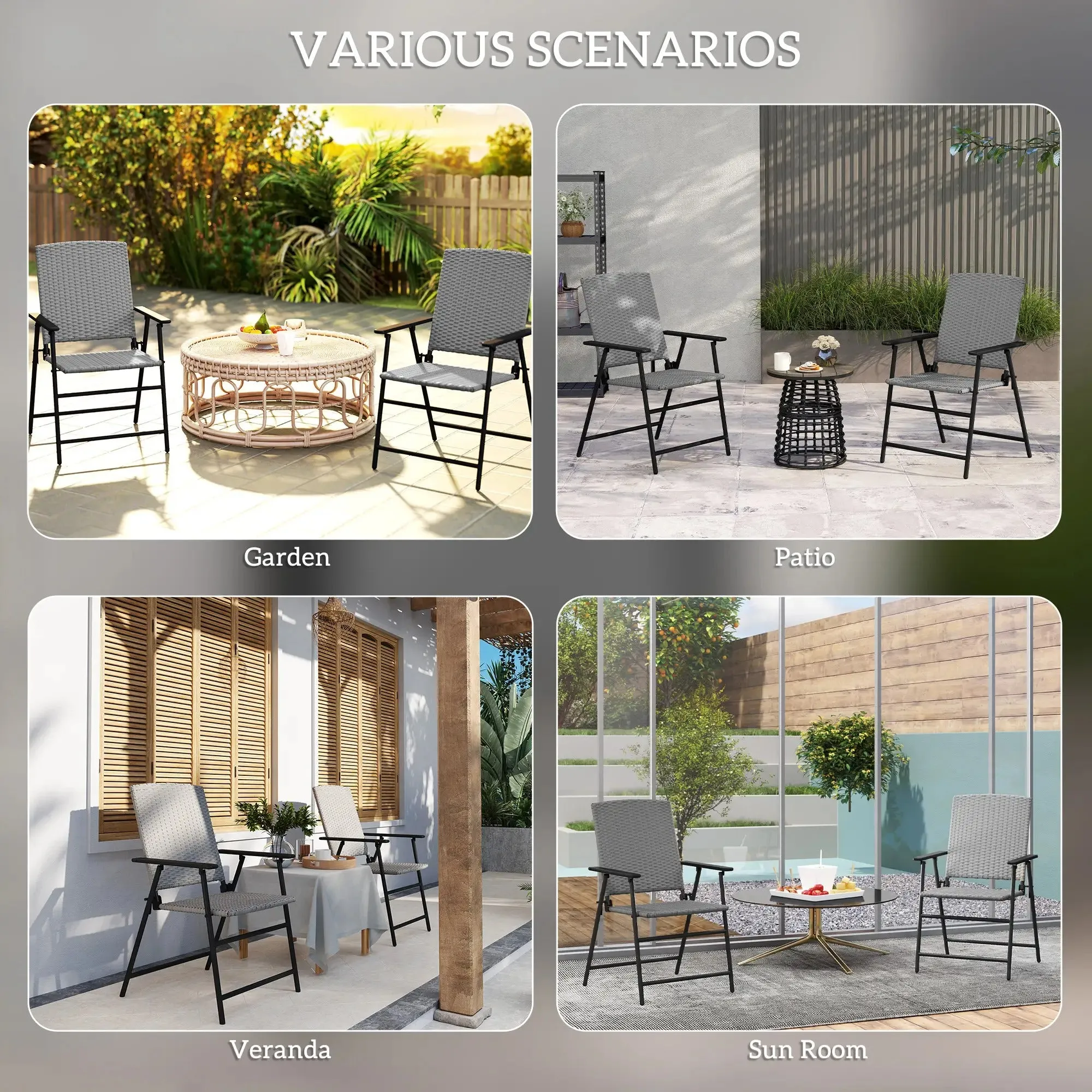 Special offer Grey Two Set Seat Rattan - Chairs Easy to install Folding Of Outsunny