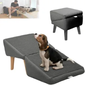 Split Ottoman Dog Ramp, All-in-One Lightweight Folding Pet Ramps Stairs for Couch, 13.8" H Dog Chair for Bed, Couch, Pet Steps Large and Small Dogs, Outdoor Dogs Ramp Porch Steps