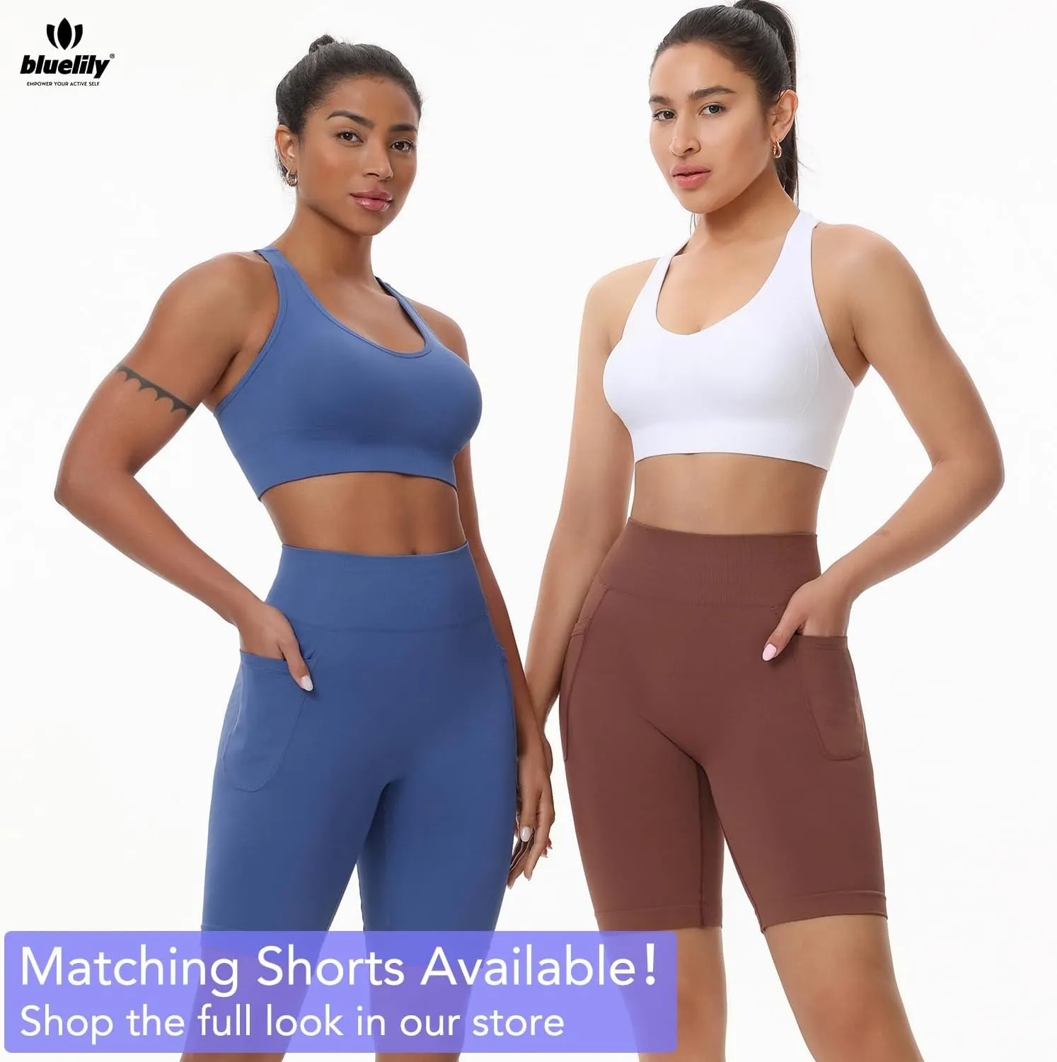 Sports Bras for Women High Impact Cross Back Strappy Bras Cropped Padded Seamless Workout Yoga Bras Set