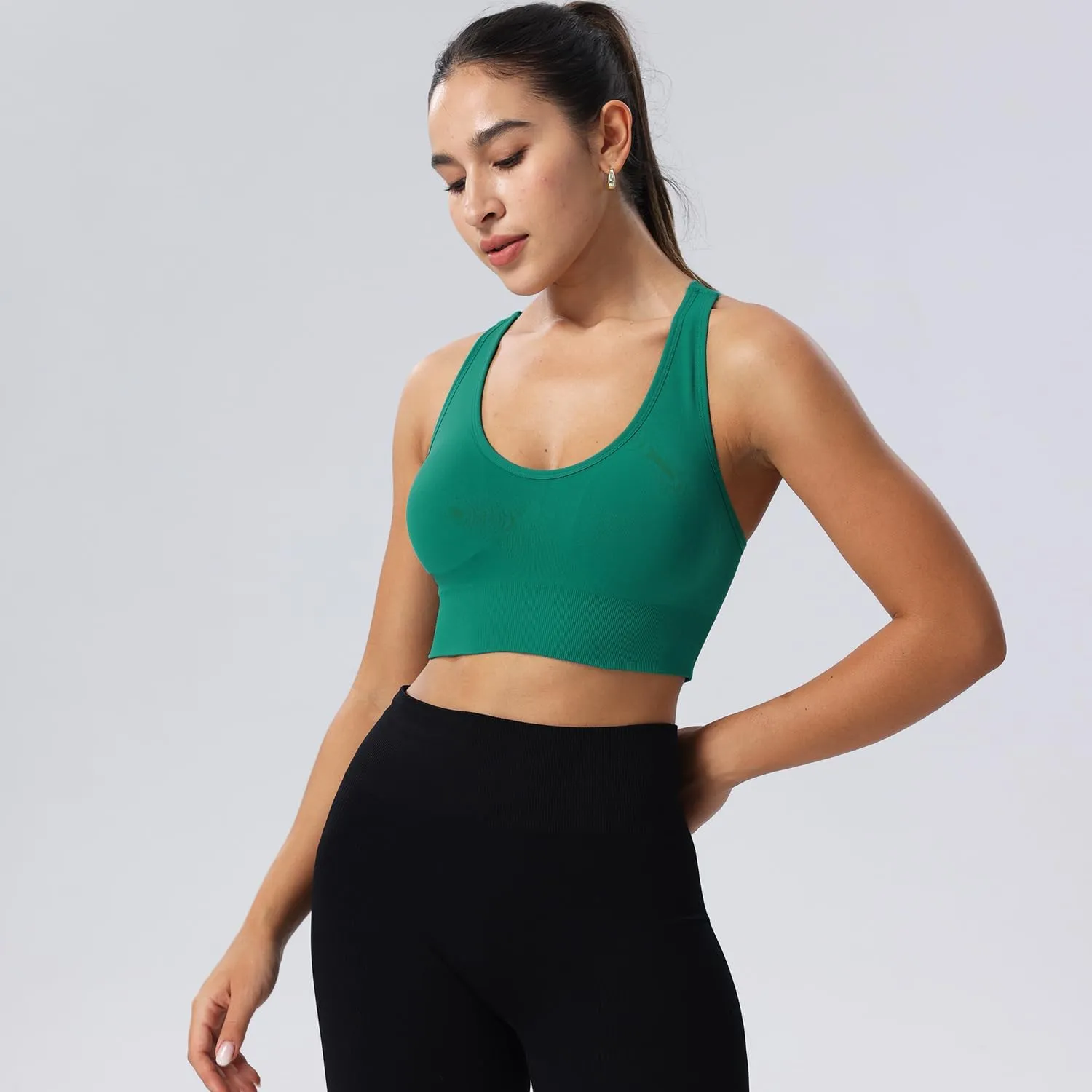 Sports Bras for Women High Impact Cross Back Strappy Bras Cropped Padded Seamless Workout Yoga Bras Set
