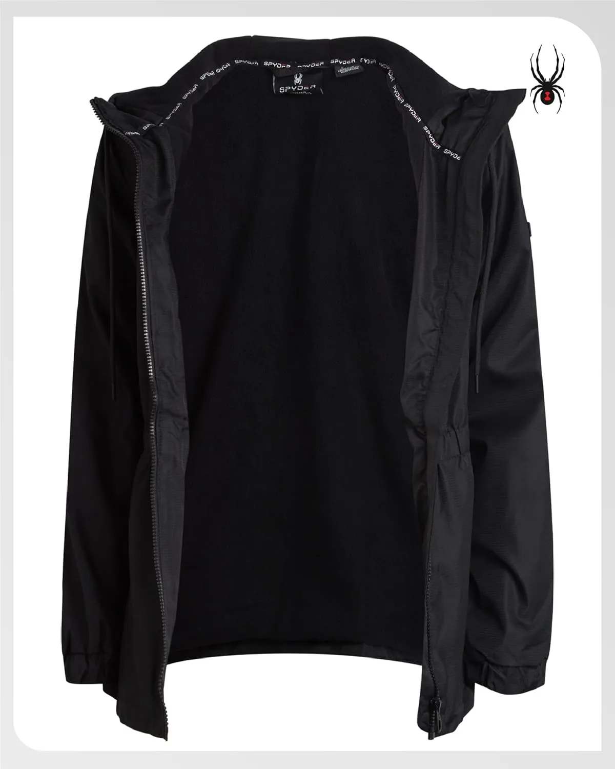 Spyder Women's Windbreaker Jacket - Lightweight Polar Fleece Lined Zip Up Rain Outerwear Coat with Hood (Sizes: S-XL)