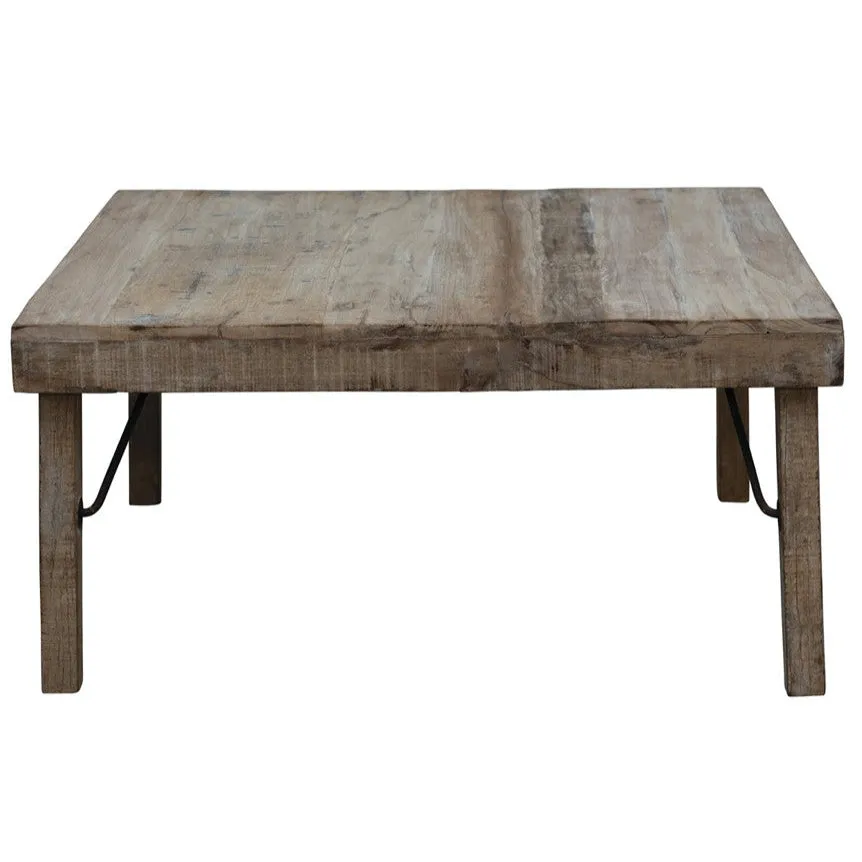 Square Reclaimed Wood Folding Coffee Table