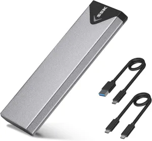 SSK M.2 NVME SATA SSD Enclosure Adapter, USB 3.2 Gen 2 (10 Gbps) to NVME PCI-E SATA M-Key/(B M) Key Solid State Drive External Enclosure Aluminum Support UASP Trim for SSDs 2242/2260/2280