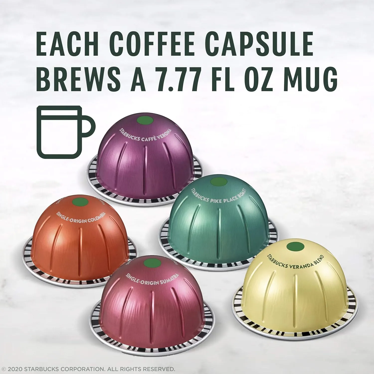 Starbucks by Nespresso Vertuo, Blonde, Medium, and Dark Roast Variety Pack Coffee, 40-count Coffee Pods, Brews 7.8 oz.