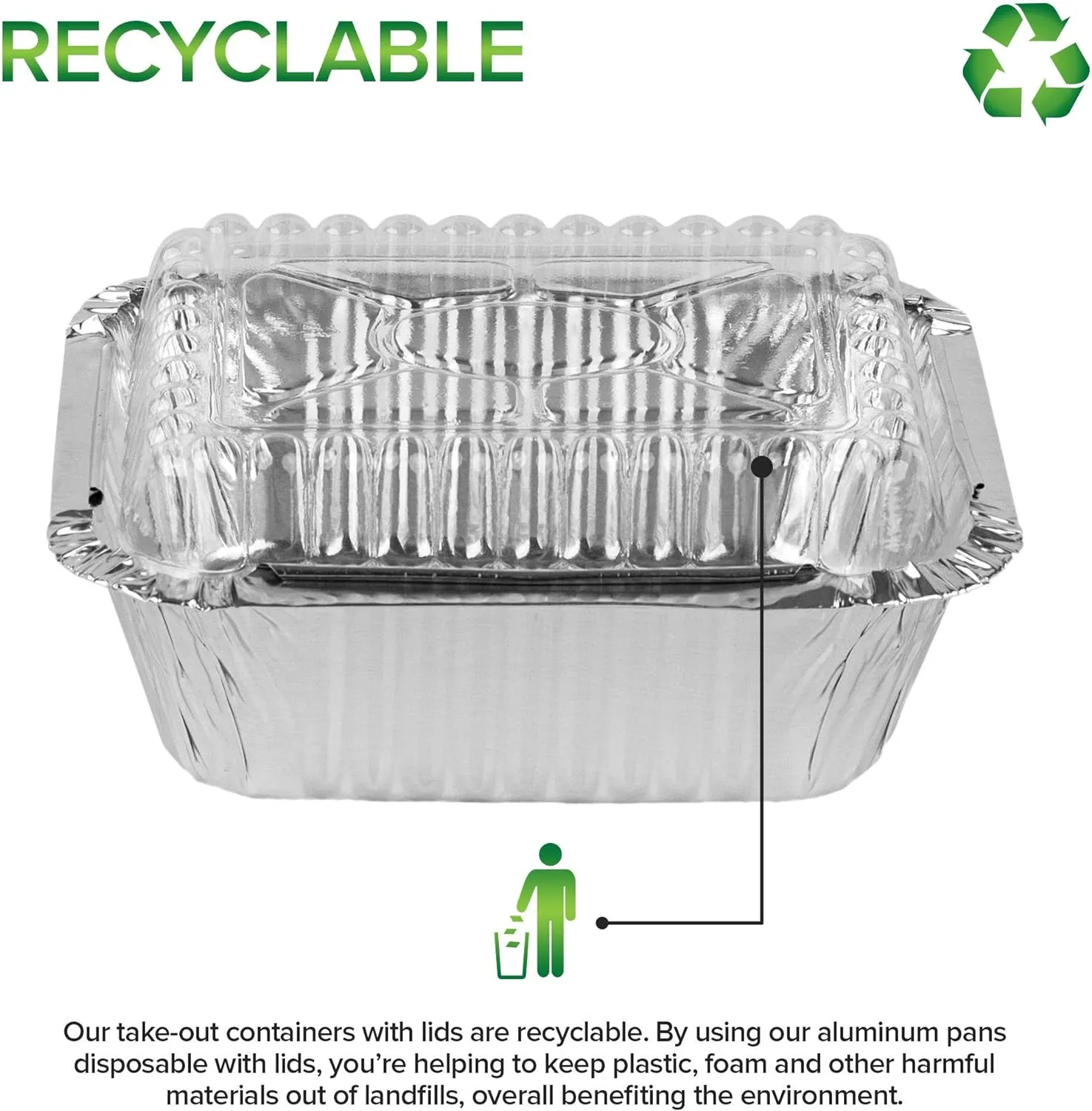 Stock Your Home 1 Lb Small Aluminum Pans with Lids (100 Pack) Foil Pans   Clear Plastic Lids, Disposable Cookware, Takeout Trays with Lids - To Go Disposable Food Containers for Restaurants & Catering