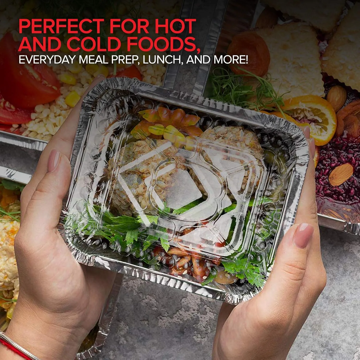 Stock Your Home 1 Lb Small Aluminum Pans with Lids (100 Pack) Foil Pans   Clear Plastic Lids, Disposable Cookware, Takeout Trays with Lids - To Go Disposable Food Containers for Restaurants & Catering