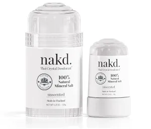 Stone – 2 Salt Crystal Deodorant Sticks, 4.25 oz. Regular   2.5 oz. Travel Size – All Natural Unscented and Aluminum Free for Women & Men