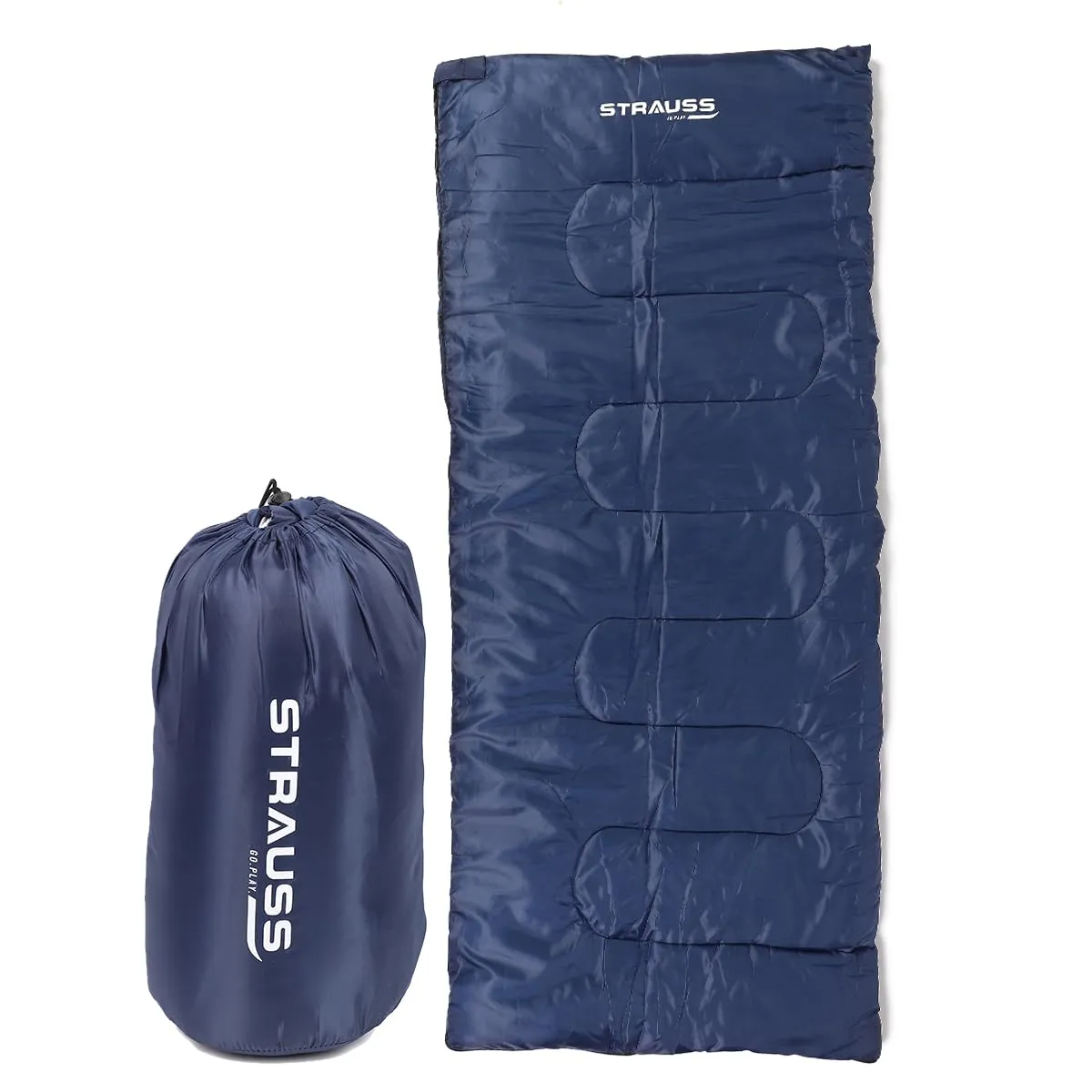 STRAUSS Camping Sleeping Bag - Lightweight, Portable | 1 Person | All Seasons | Blue