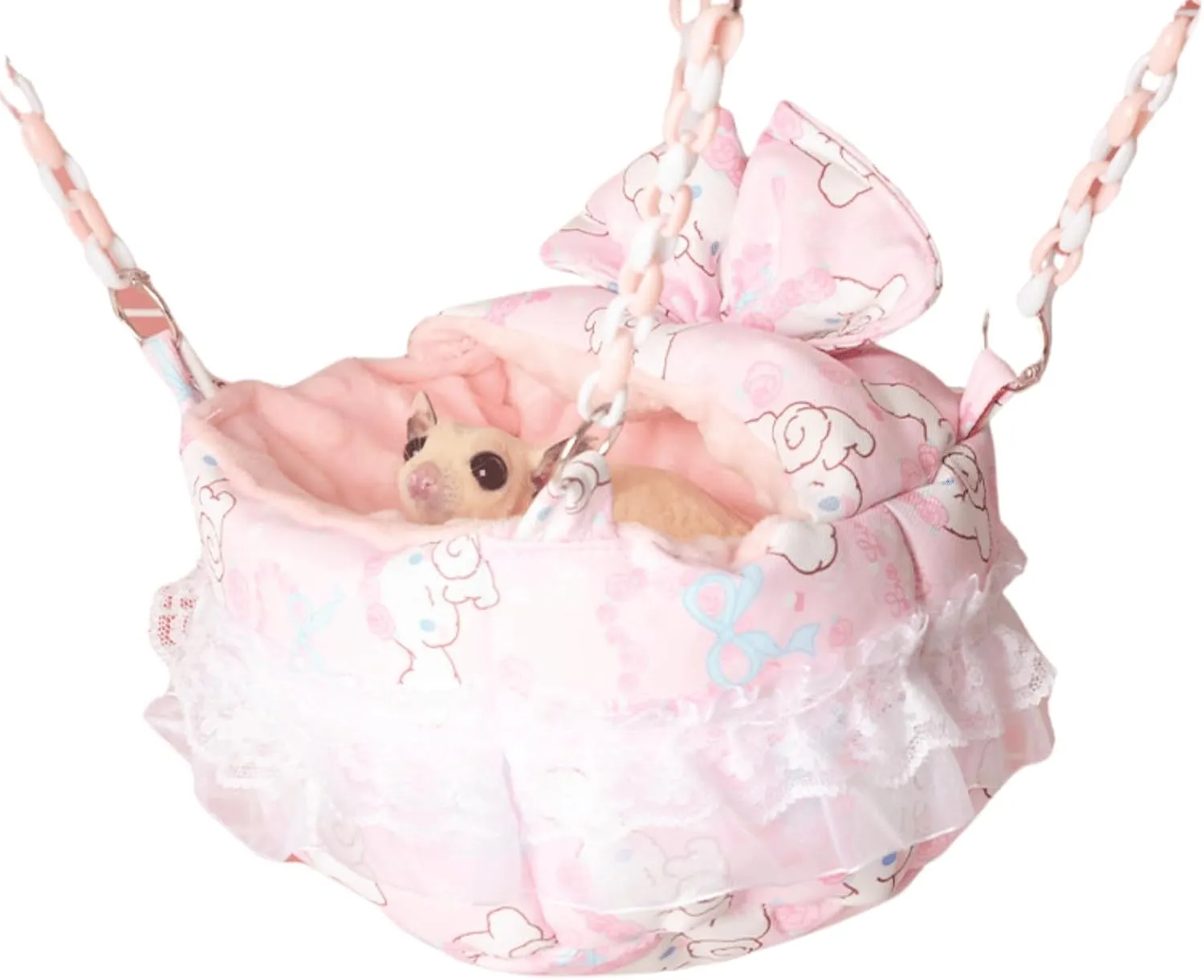 Sugar Glider Warm Bed Hanging Bed Chinchilla Sleeping Bed Hamster Nest Small Animal Hammock Thicken Guinea Pig Sleeping Bag Sugar Glider Resting Bed for Cage (Pink)