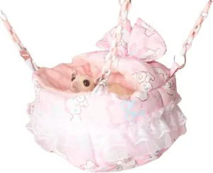 Sugar Glider Warm Bed Hanging Bed Chinchilla Sleeping Bed Hamster Nest Small Animal Hammock Thicken Guinea Pig Sleeping Bag Sugar Glider Resting Bed for Cage (Pink)