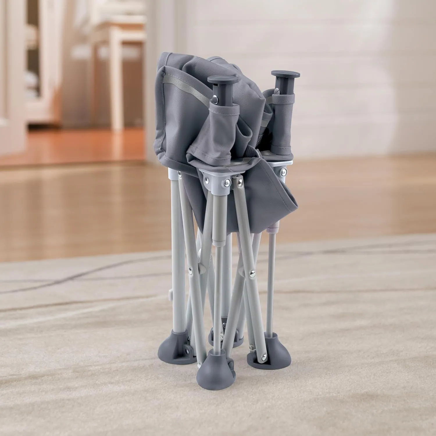 Summer by Bright Starts Pop 'N Sit Portable Booster Chair, Floor Seat, Indoor/Outdoor Use, Compact Fold, Grey, 6 Mos - 3 Yrs