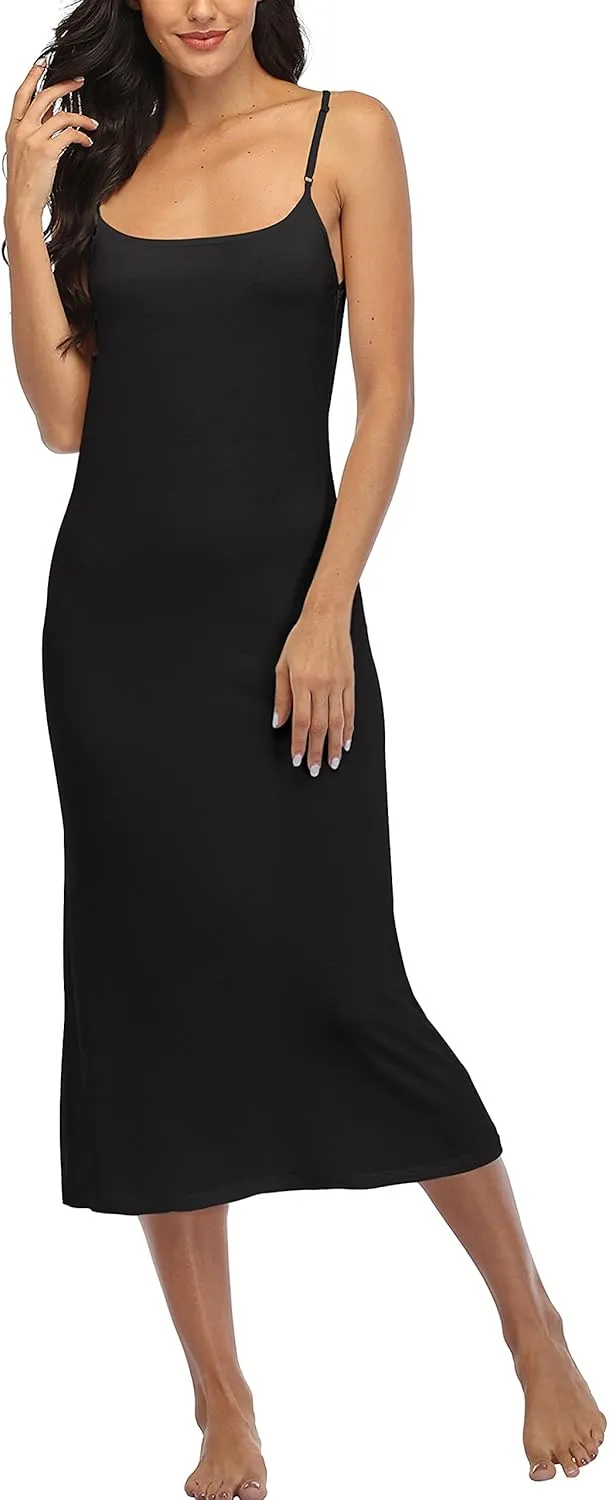 Summienlink Women's Long Full Slip for Under Dresses V Neck Nightgown Sexy Cami Dress