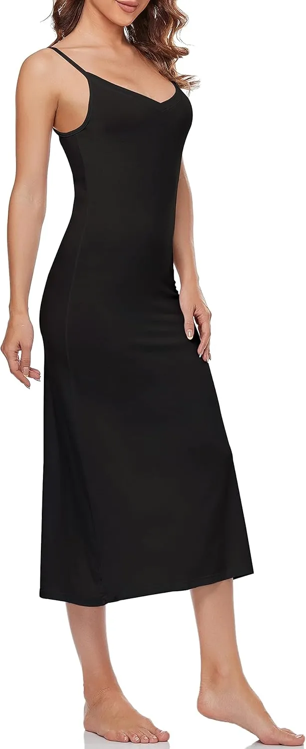 Summienlink Women's Long Full Slip for Under Dresses V Neck Nightgown Sexy Cami Dress