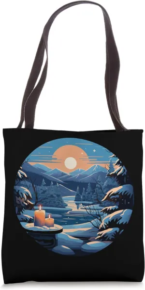 Sunrise and Candles in cold Winter Nigth Season Tote Bag