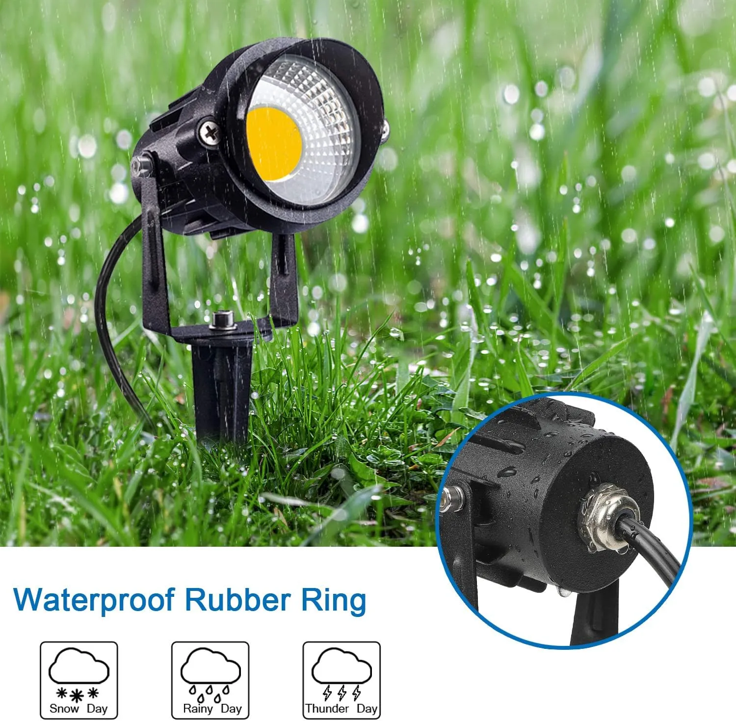 SUNVIE LED Outdoor Spotlight 12W Landscape Lighting 120V AC Waterproof Landscape Lights Spot Lights for Yard with Spiked Stake Warm White Flag Light Garden Decorative Lamp with US 3-Plug in (6 Pack)