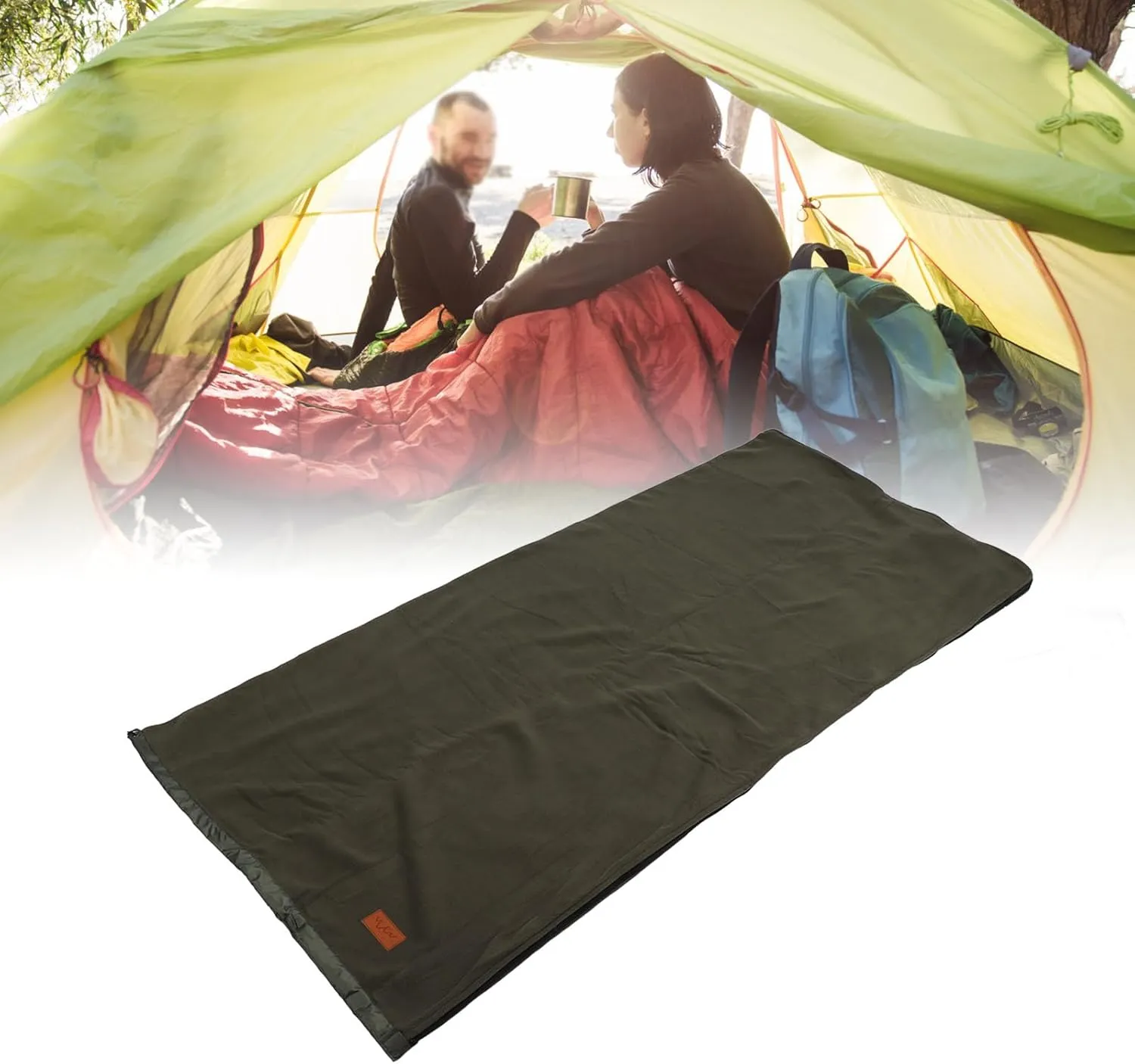 Super Thick Fleece Sleeping Bag Liner with Zipper, Soft and Sturdy Camping Blanket for Travel Backpacking, Provides Extra Warmth and Comfort