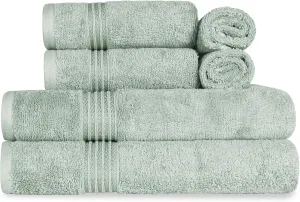 Superior Egyptian Cotton 6-Piece Towel Set, Bathroom Essentials, Towels For Bathroom, Apartment, Airbnb, Guest Bath, Face, Hand, Bath Towels, Washcloths, Absorbent, Fast Drying, Sage