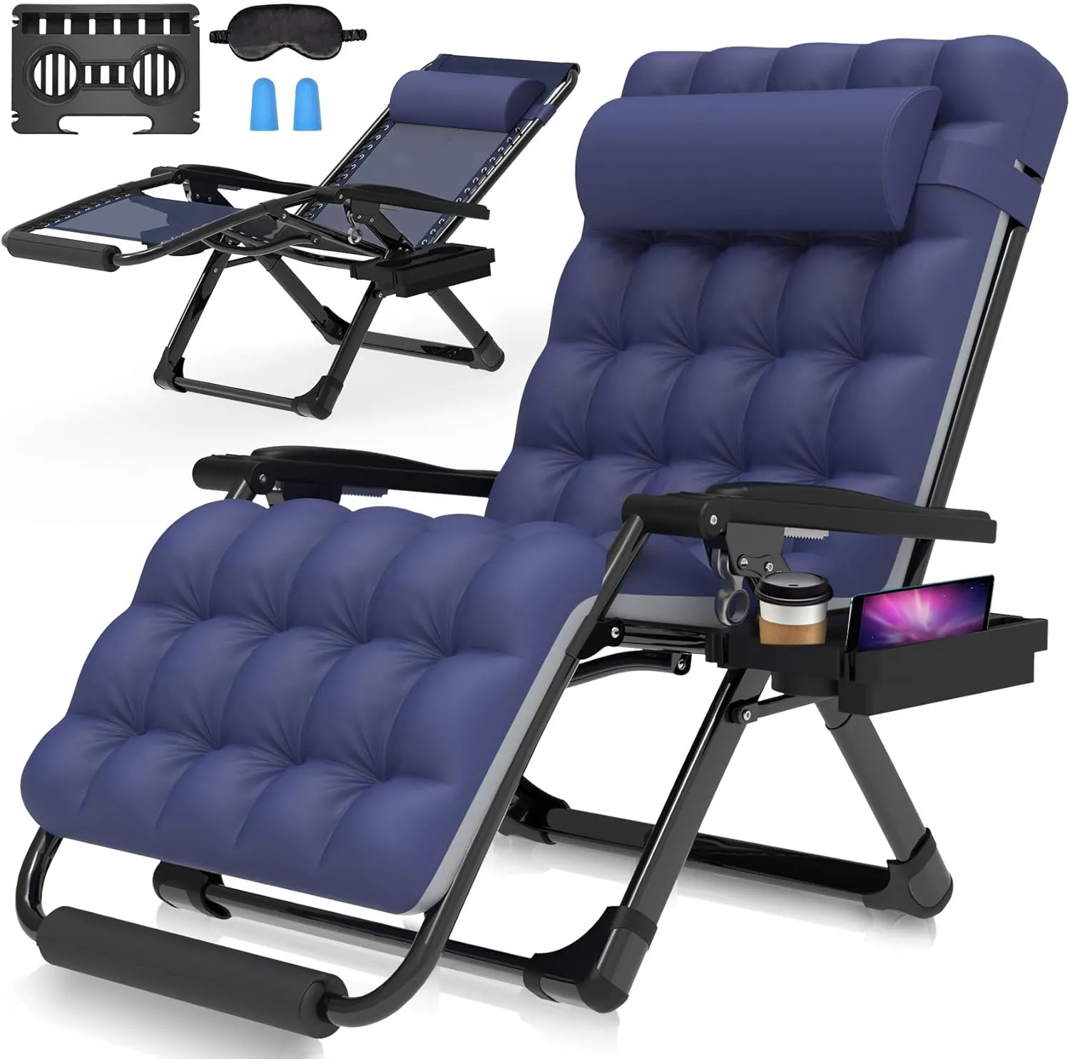 Suteck Patio Reclining Chair, Portable, Foldable, Durable, Adjustable, Comfortable, Blue
