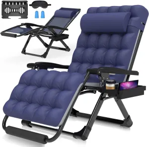 Suteck Patio Reclining Chair, Portable, Foldable, Durable, Adjustable, Comfortable, Blue