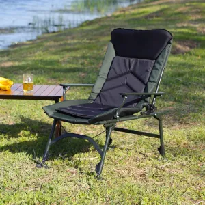 SVRCK Portable Folding Reclining Camping Chair with Adjustable Backrest for Indoor and Outdoor Use, Green and Black