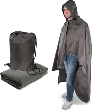 Swing Sports Hooded Stadium Blanket - 76 x 54.5in Gray All Weather Outdoor Blanket with Built-in Hood and Carrying Bag