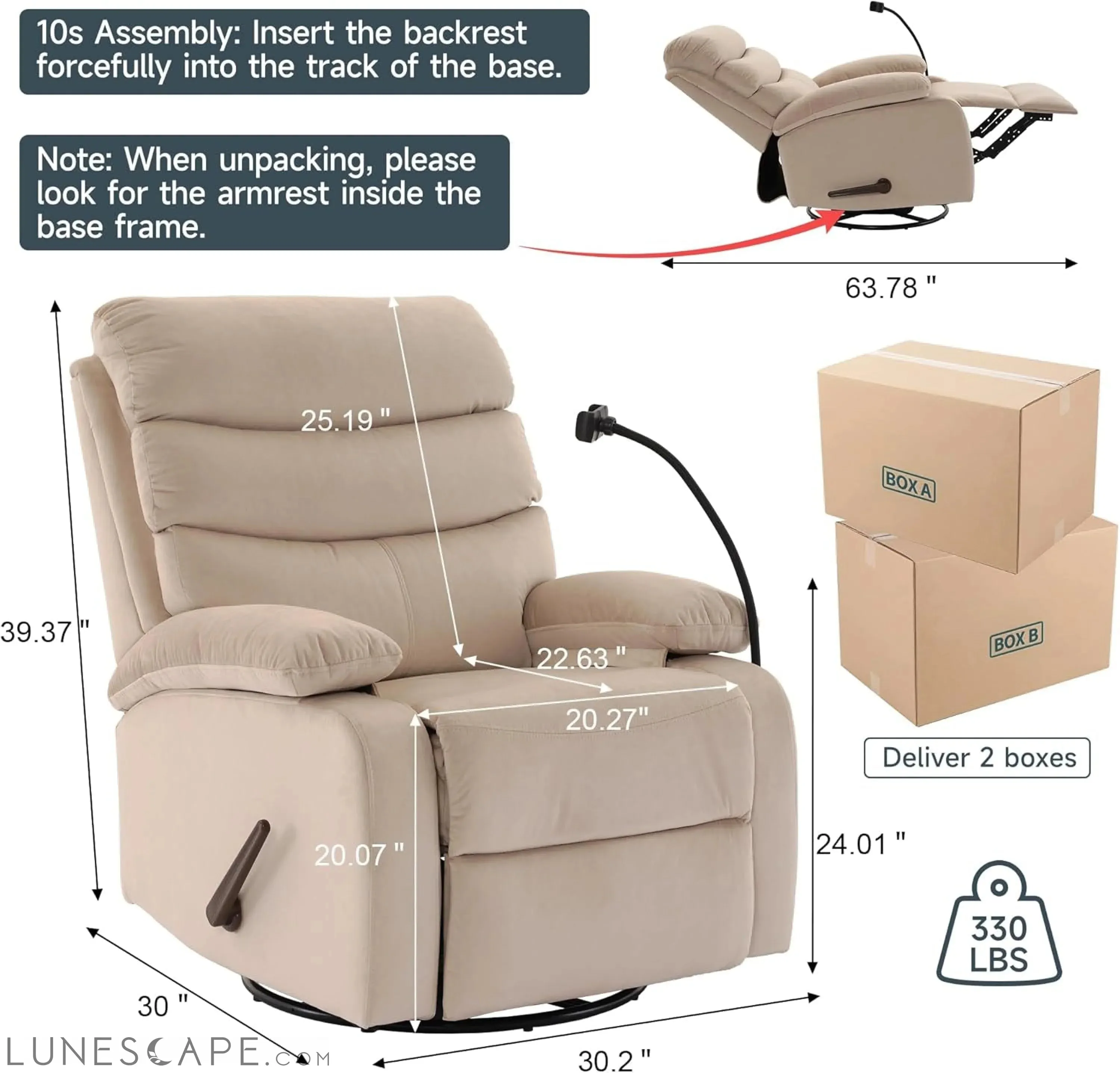 Swivel Rocker Recliner Chair for Adults, Rocking Recliner Chair,
