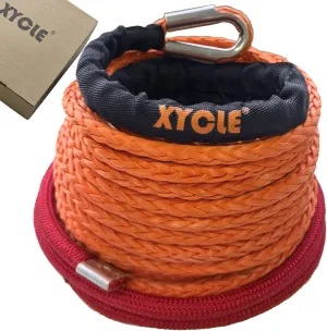 Synthetic Winch Rope, 3/8 "x 90 Ft Synthetic Winch Line Cable Rope, Breaking Strength for 20000LBs with Black Protecing Sleeve for Off Road Vehicle Jeep ATV UTV SUV（Orange）