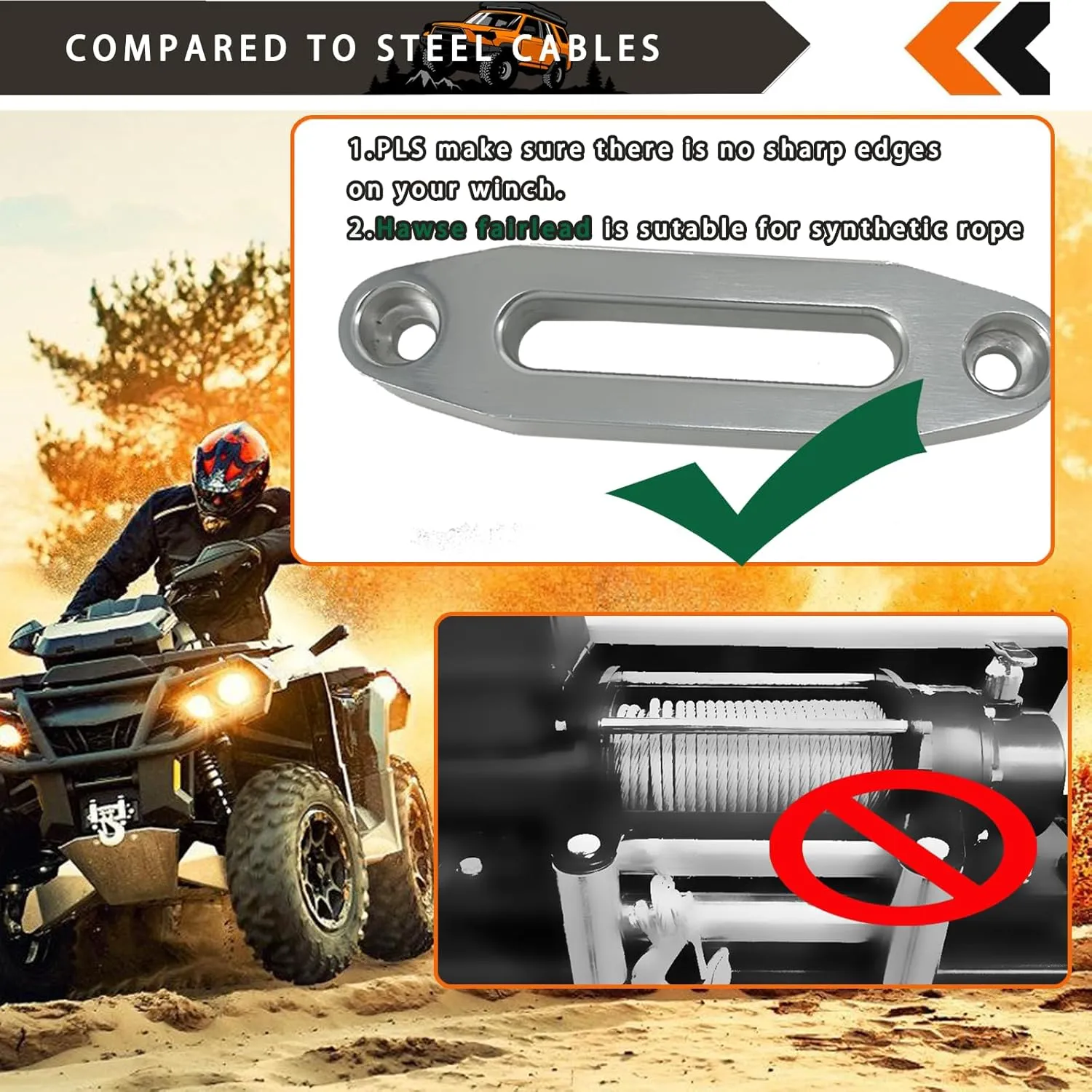 Synthetic Winch Rope,3/8 "x 90.5Ft Synthetic Winch Line Cable Rope, 20000LBs Breaking Strength with Forged Winch Hook Black Protecing Sleeve for Off Road Vehicle Jeep ATV UTV SUV（Orange）