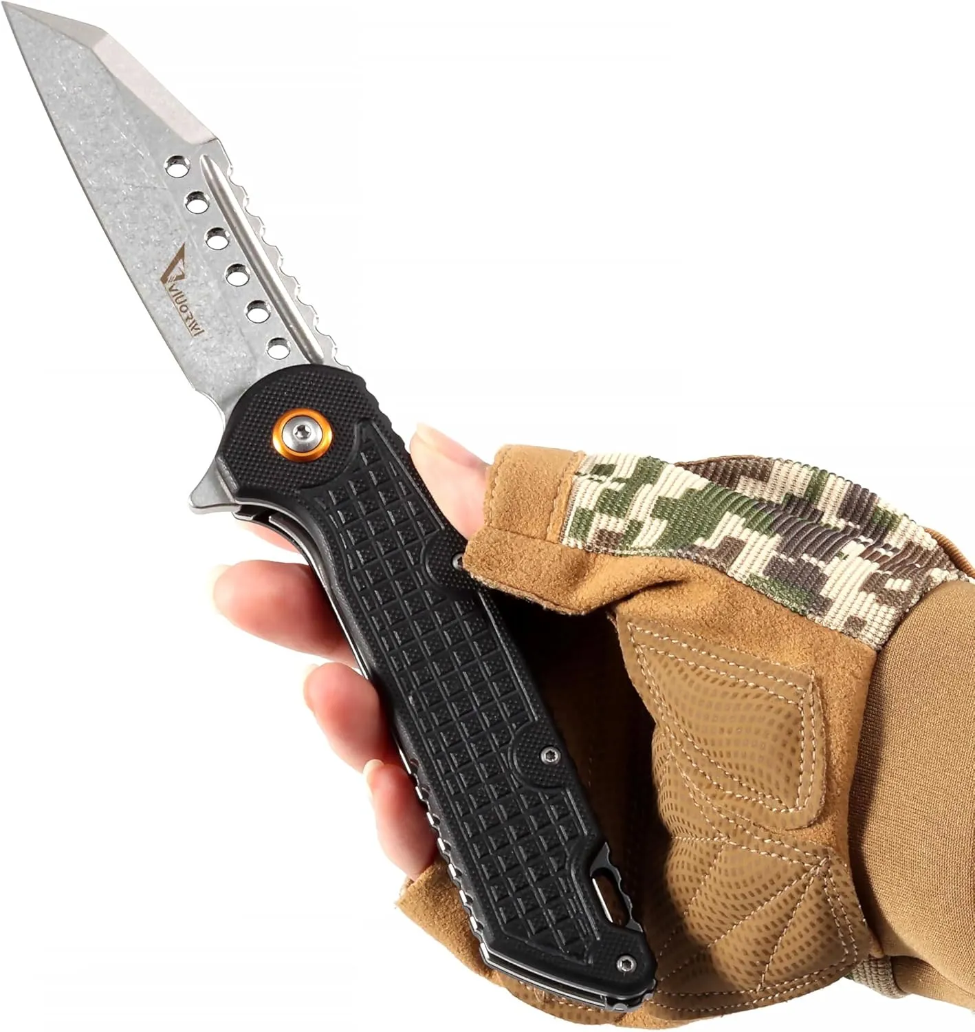 Tactical Folding Knife, 3.35" Blade, G10 Handle, Ultralight 0.38 lb, Made in USA (Green)