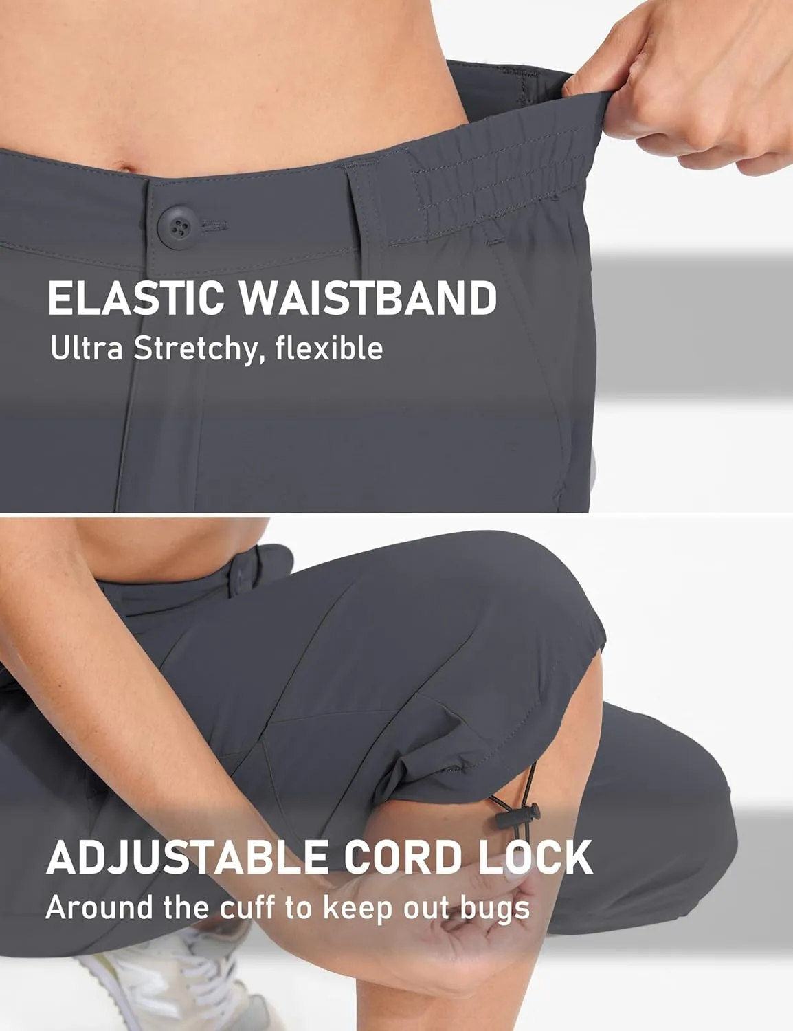 TACVASEN Women's Cargo Capris Hiking Pants Lightweight Quick Dry Travel Long Shorts Golf Casual Summer Zipper Pockets