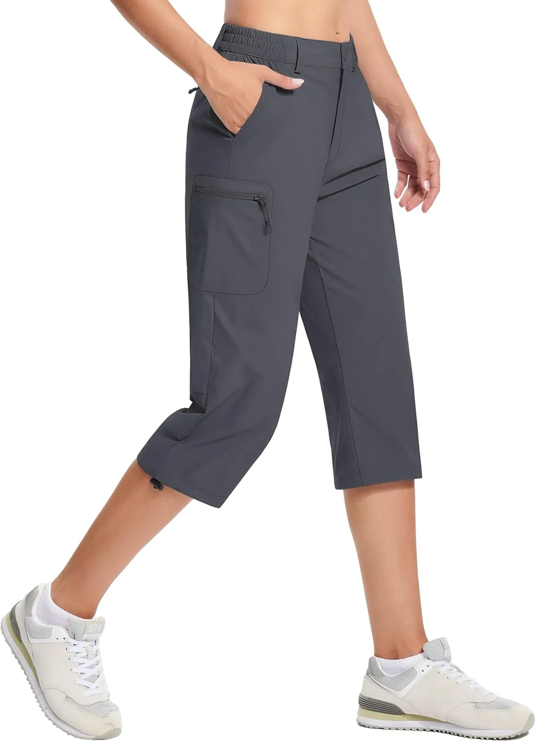 TACVASEN Women's Cargo Capris Hiking Pants Lightweight Quick Dry Travel Long Shorts Golf Casual Summer Zipper Pockets