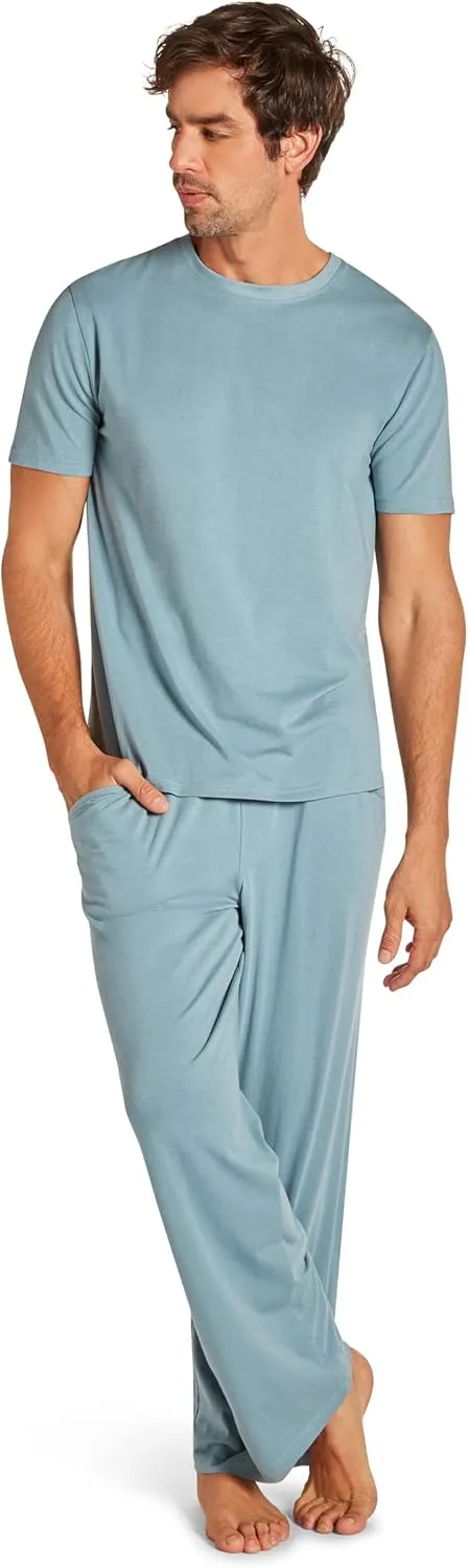 TAHARI Men's Ultimate Comfort Men's Crew Neck Sleep T-Shirt – Soft Cotton Blend, Lightweight & Breathable Lounge Shirt