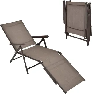 Tangkula Folding Lounge Chair Outdoor, Recliner Chaise Lounge with 5-Position Adjustable Backrest & 2-Position Footrest, No Assembly Required, Suitable for Patio Poolside Beach Yard (1, Brown)