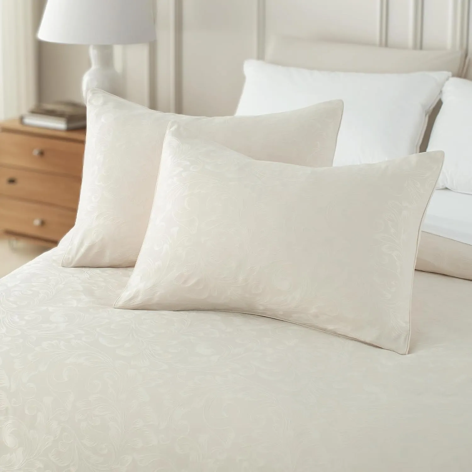 Taupe Duvet Cover Twin Size - Jacquard Twin Duvet Cover Set with 1 Pillow Shams, 8 Corner Ties and 7 Buttons, 2 Pieces Breathable Textured Bedding Set for All Seasons, 68" x 90"