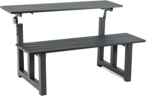 TECSPACE 47 Inches Aluminum Picnic Table Bench Black, Covertible Outdoor Bench with 400 LBS Weight Capacity for Park, Garden and Patio