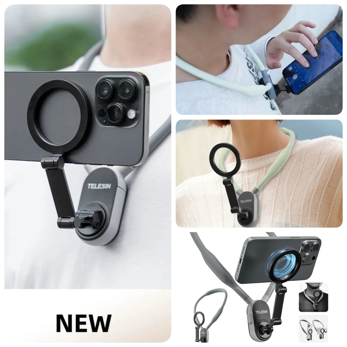 TELESIN Magnetic Neck Mount – Hands-Free Phone Holder