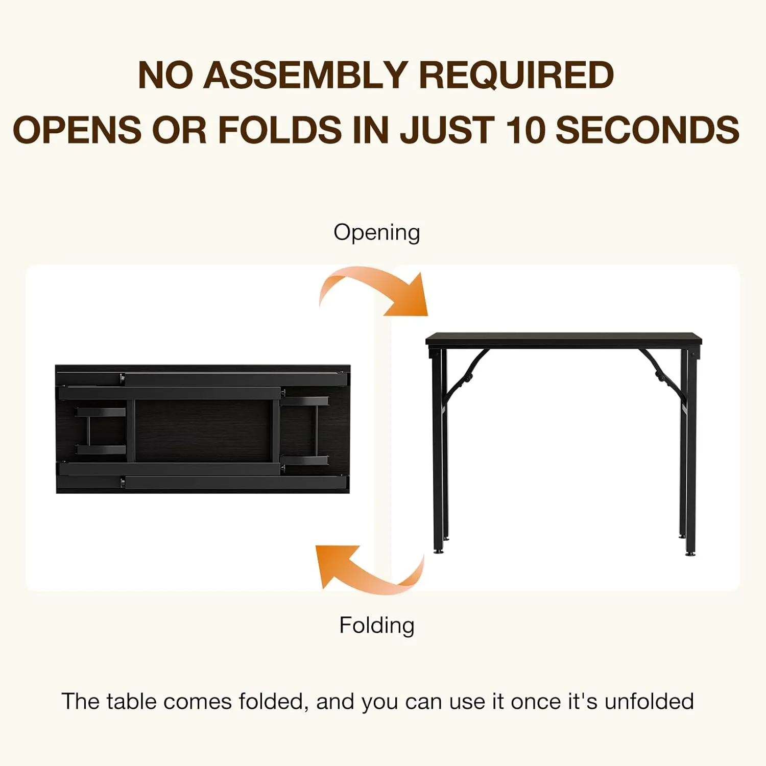 TEMI Small Computer Desk Folding Table - 35.8" Foldable Office Desk, No Assembly, Perfect for Small Spaces in Bedroom, or Apartment, Portable Mini Desk or Study Table Compact Design, Charcoal Wenge
