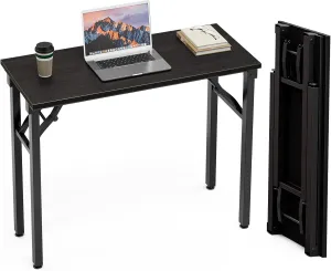 TEMI Small Computer Desk Folding Table - 35.8" Foldable Office Desk, No Assembly, Perfect for Small Spaces in Bedroom, or Apartment, Portable Mini Desk or Study Table Compact Design, Charcoal Wenge