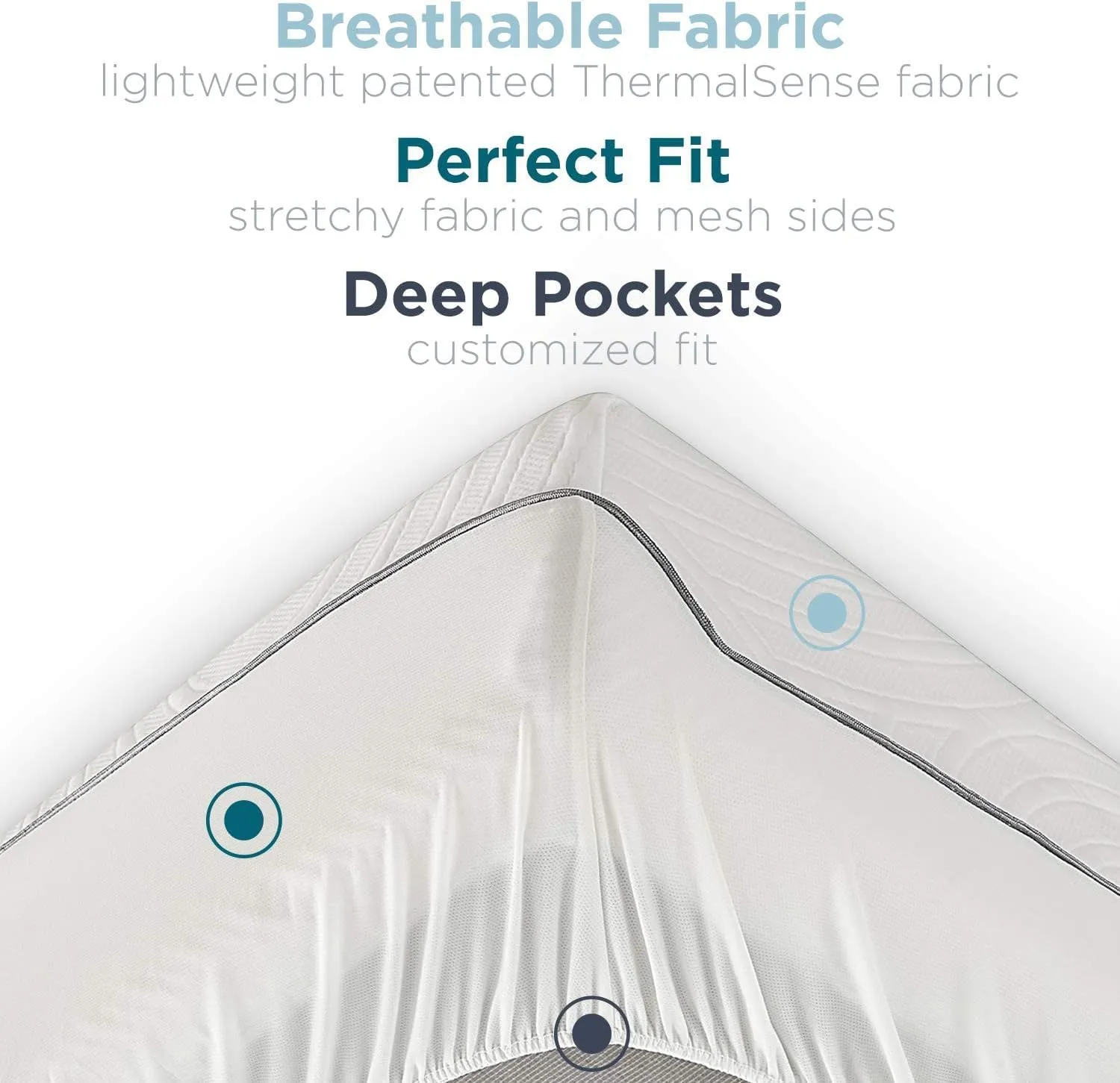 Tempur-Pedic Protect Waterproof Mattress Protector, Queen, White (Packaging May Vary)