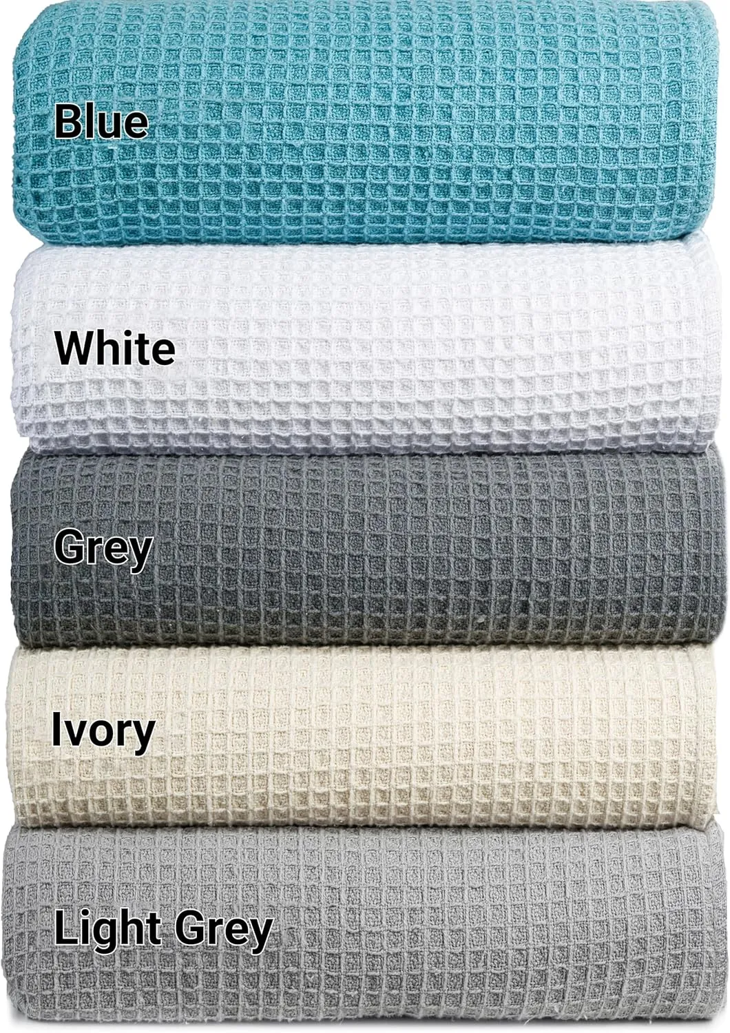 Tex Trend 100% Cotton Blankets King Size – Durable and Versatile Waffle Weave Blankets for Year Round Coziness – Breathable & Lightweight - Blue (90”x108”)