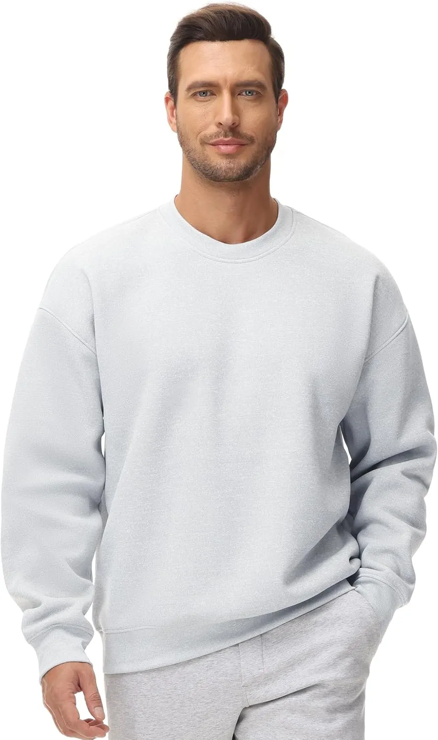 THE GYM PEOPLE Men's Fleece Crewneck Sweatshirt Thick Loose fit Soft Basic Pullover Sweatshirt