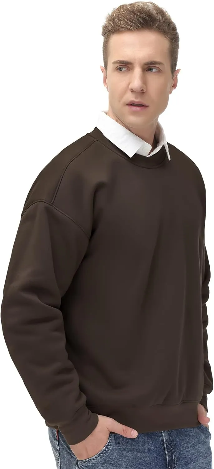THE GYM PEOPLE Men's Fleece Crewneck Sweatshirt Thick Loose fit Soft Basic Pullover Sweatshirt
