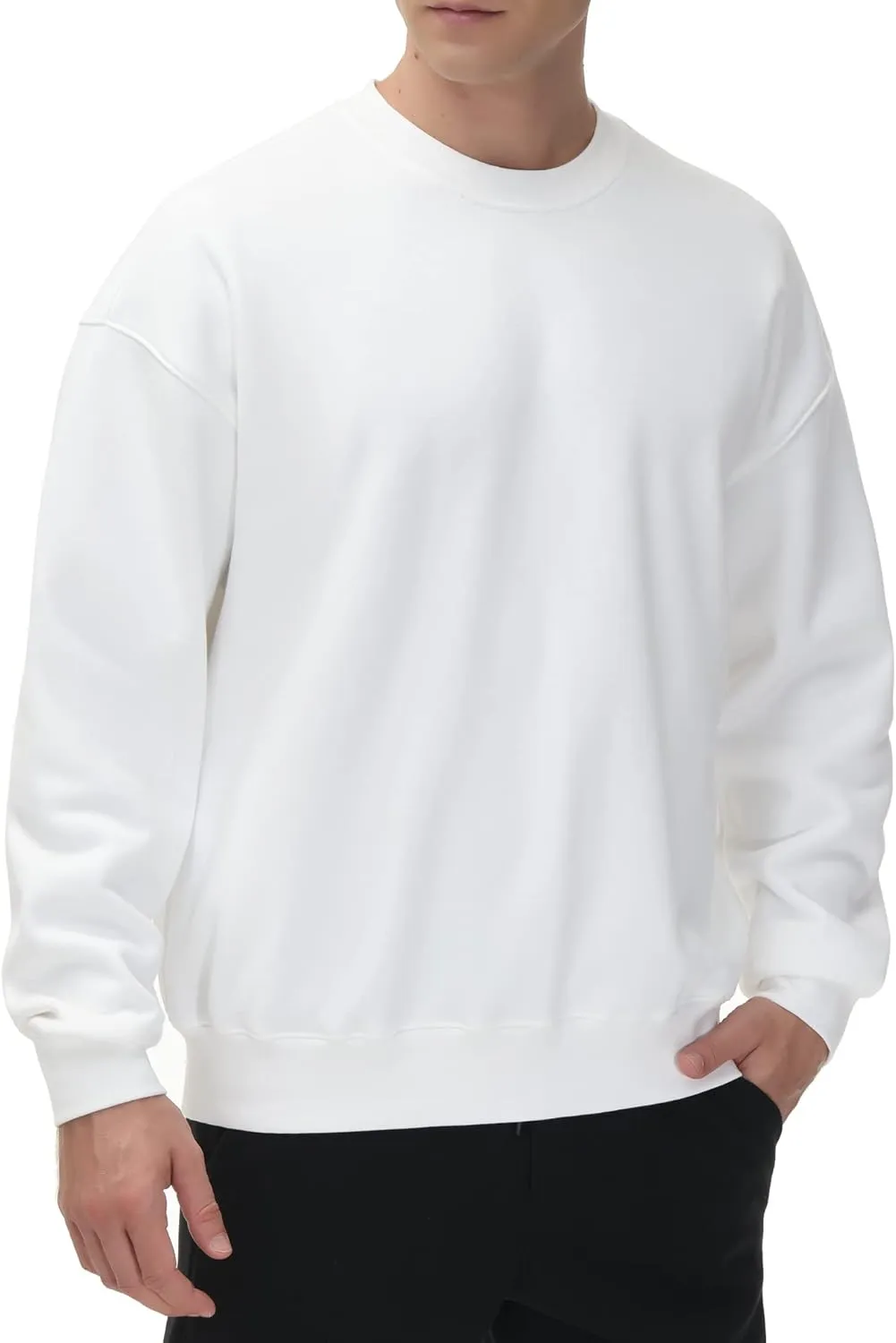 THE GYM PEOPLE Men's Fleece Crewneck Sweatshirt Thick Loose fit Soft Basic Pullover Sweatshirt